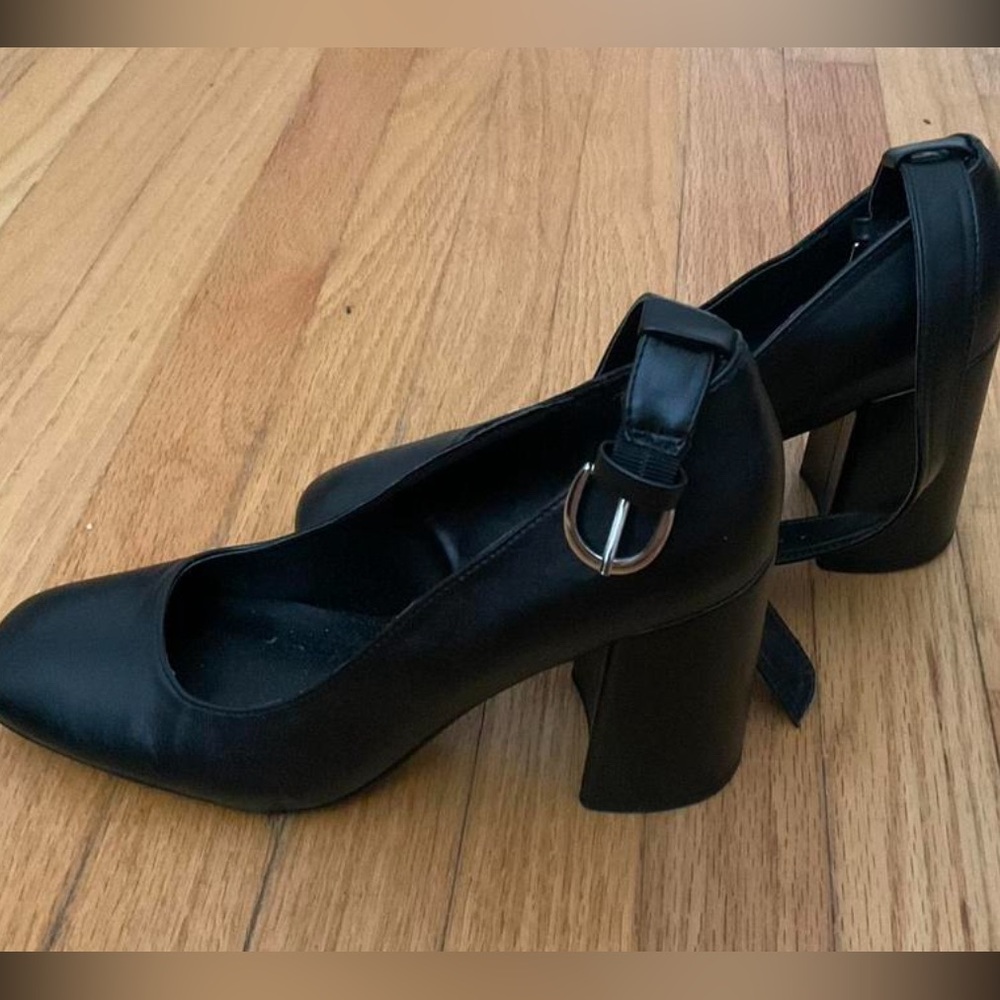 Madden Girl Black Ankle Strap Block Heels - Picture 3 of 7